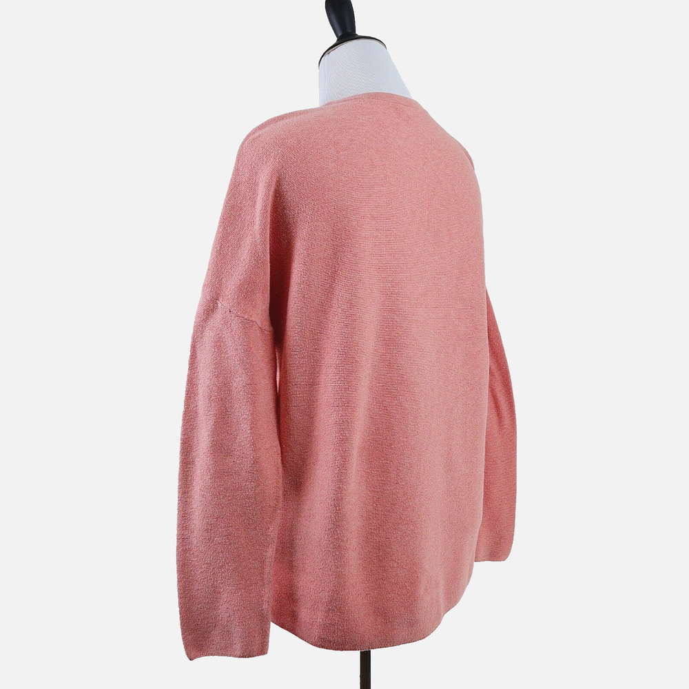 J Jill Size M Cotton Fine Knit Sweater Drop Shoulder Peach Pink - Picture 3 of 9